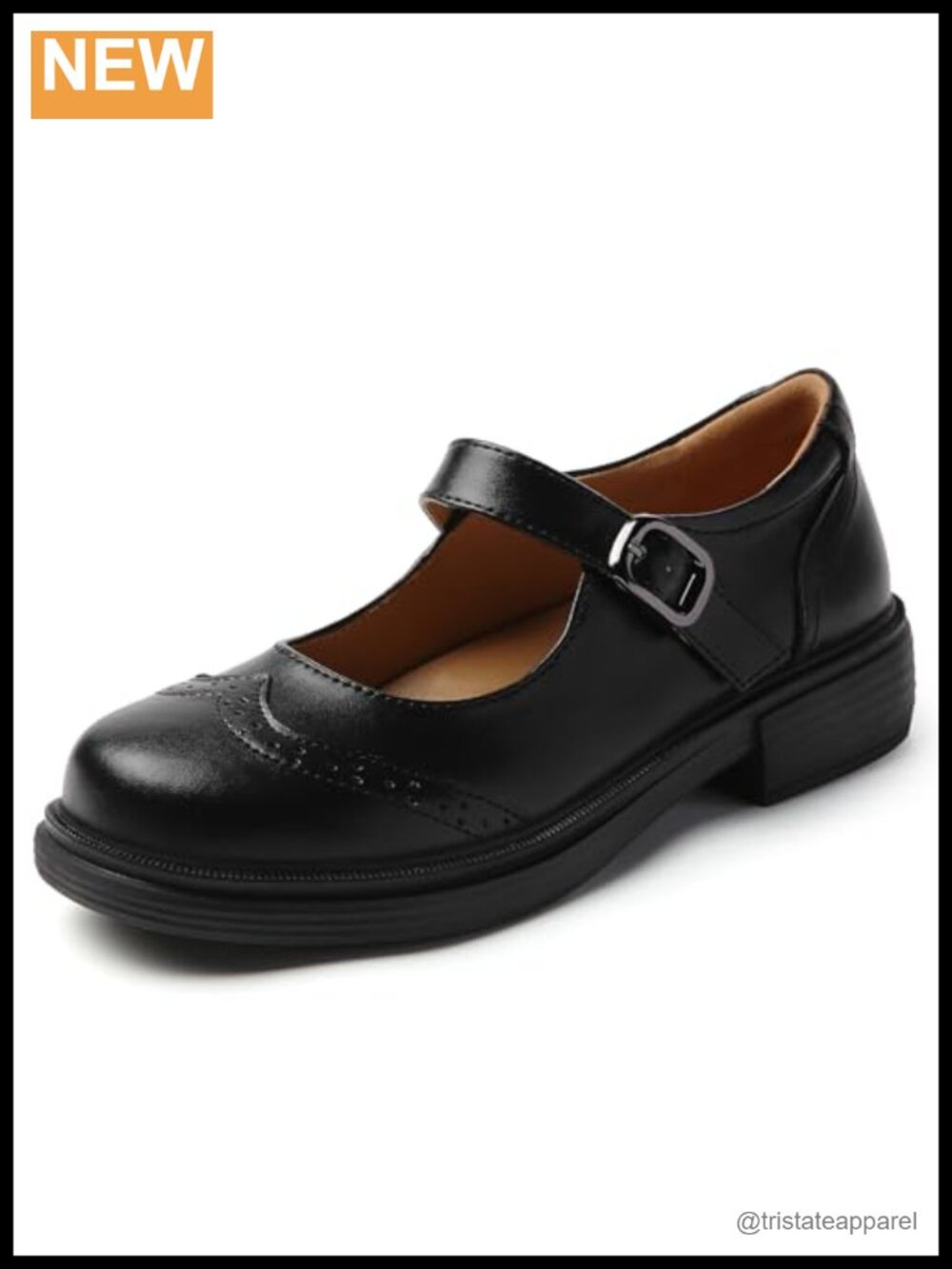 Women Mary Jane Flats Leather Platform NonSlip Buckle Work Office Shoes